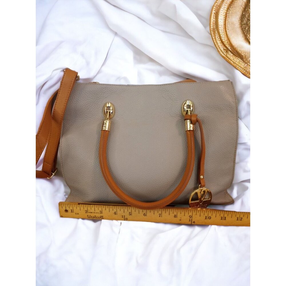 Valentina Tradizone Italiana Beige Pebbled Leather Crossbody Shoulder Bag - Picture 13 of 16